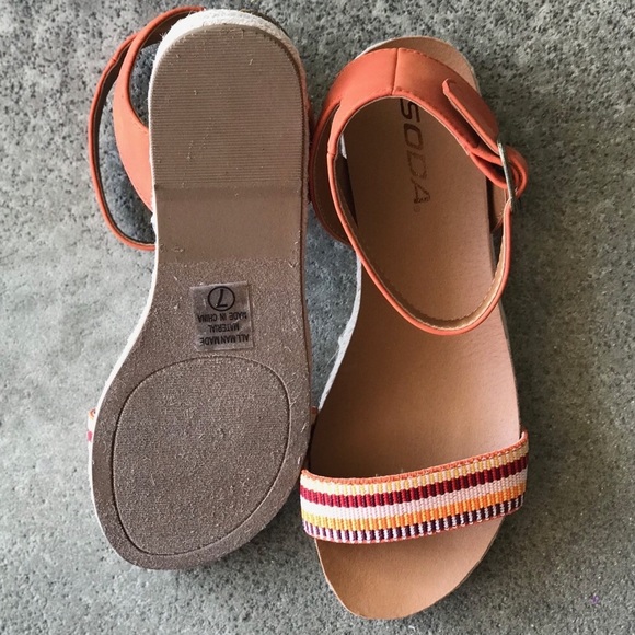 NEW Soda Tacoma Orange Espadrille Flatform Sandal - Picture 9 of 9